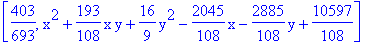 [403/693, x^2+193/108*x*y+16/9*y^2-2045/108*x-2885/108*y+10597/108]